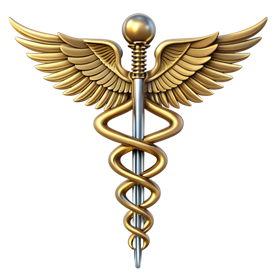 Caduceu dourado 3D